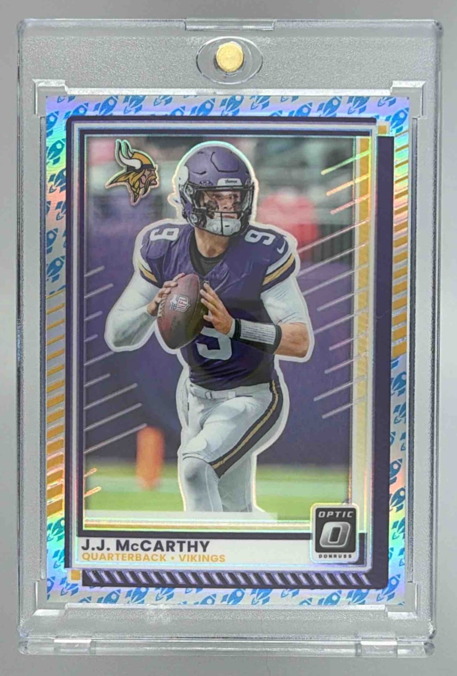Card image for 2025 Panini Football Donruss Optic J.J. McCarthy #46 Minnesota Vikings