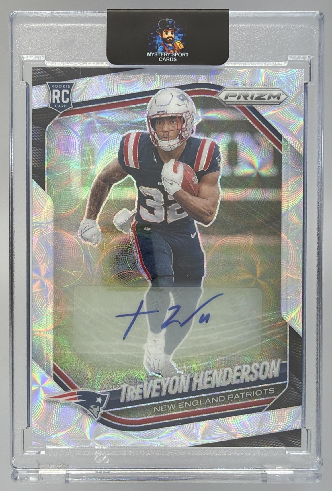 Card image for 2025 Panini Prizm TreVeyon Henderson Rookie Choice Auto /100 #343 RC Patriots
