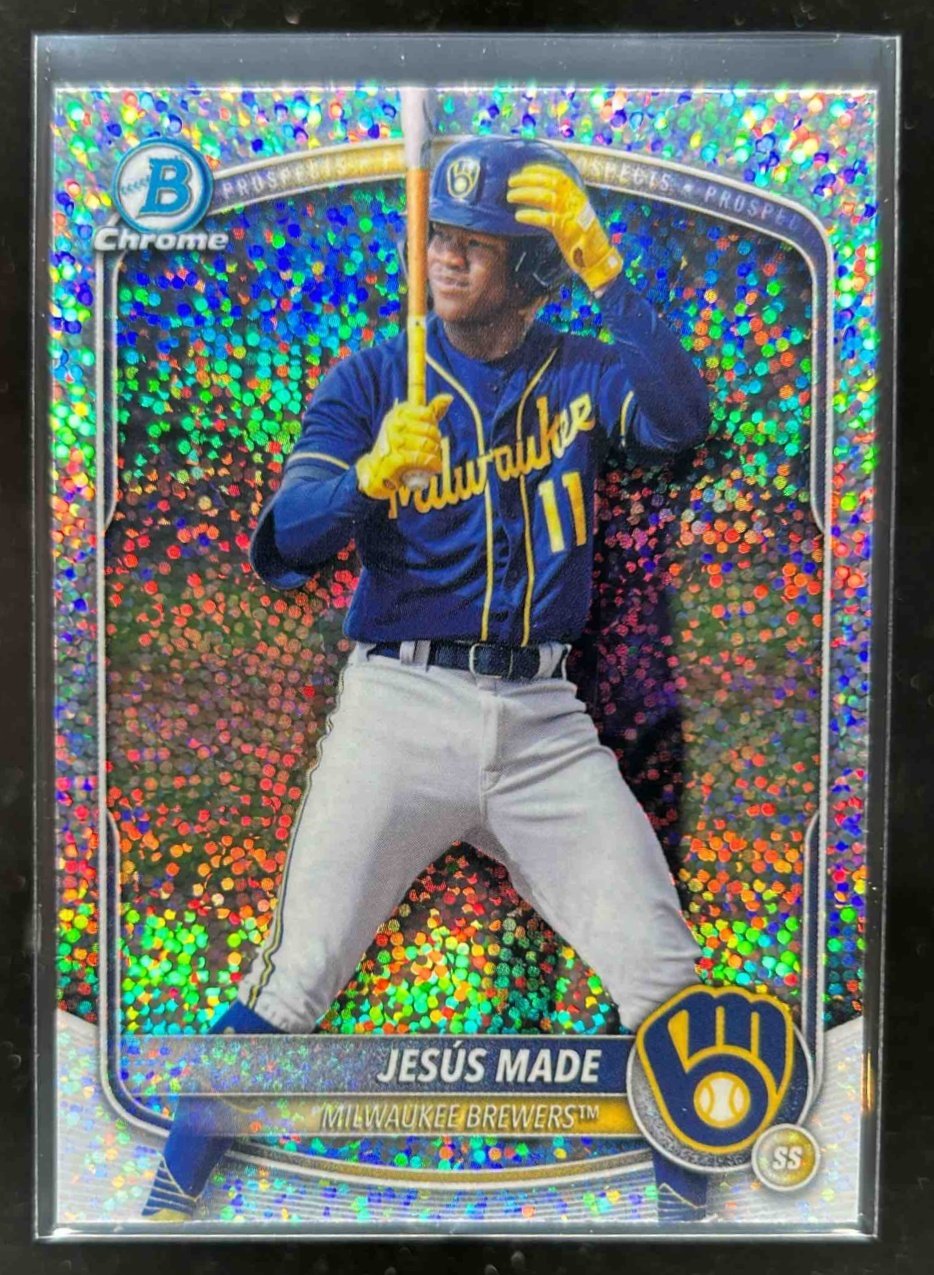 Card image for Jesus Made 2025 Bowman Draft Chrome Black Sparkle Refractor