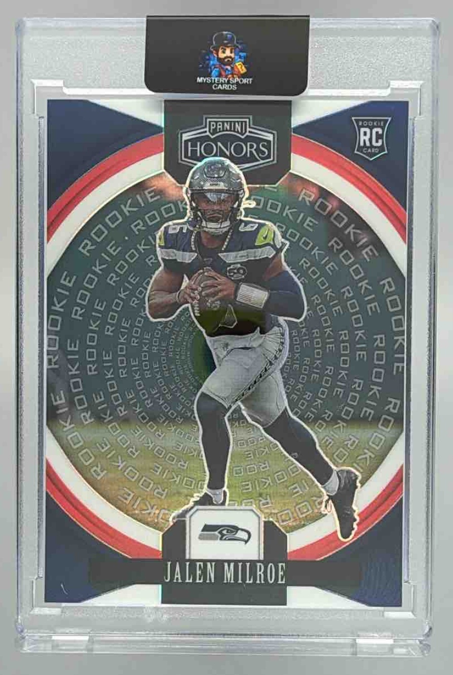 Card image for 2025 Panini Football Honors Jalen Milroe Rookies Red /35 #59 RC Seattle Seahawks