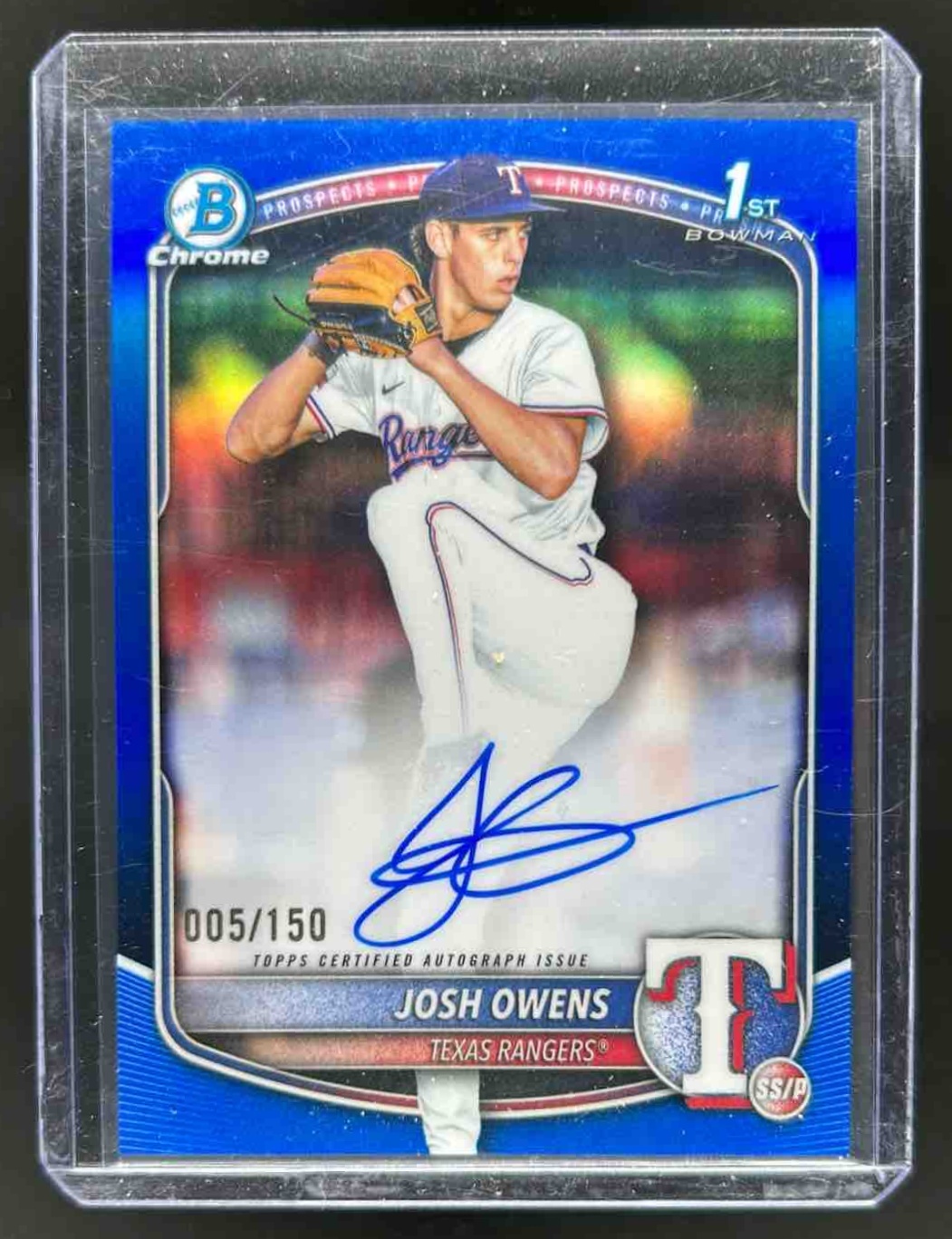 Josh Owens 2025 Bowman Draft Chrome Prospect Auto Blue Refractor /150
