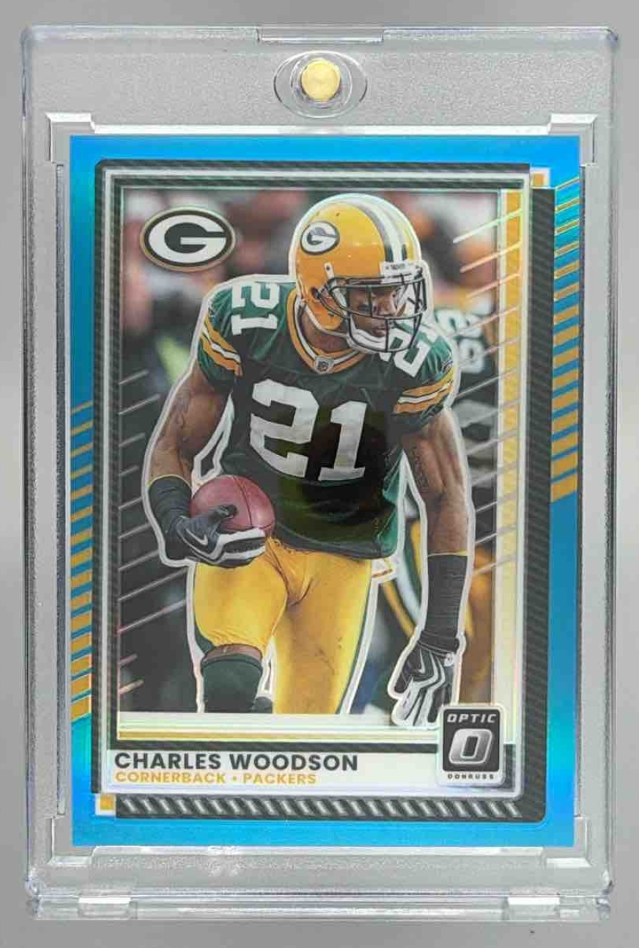Card image for 2025 Panini Donruss Optic Charles Woodson Aqua Prizm /349 #103 Packers