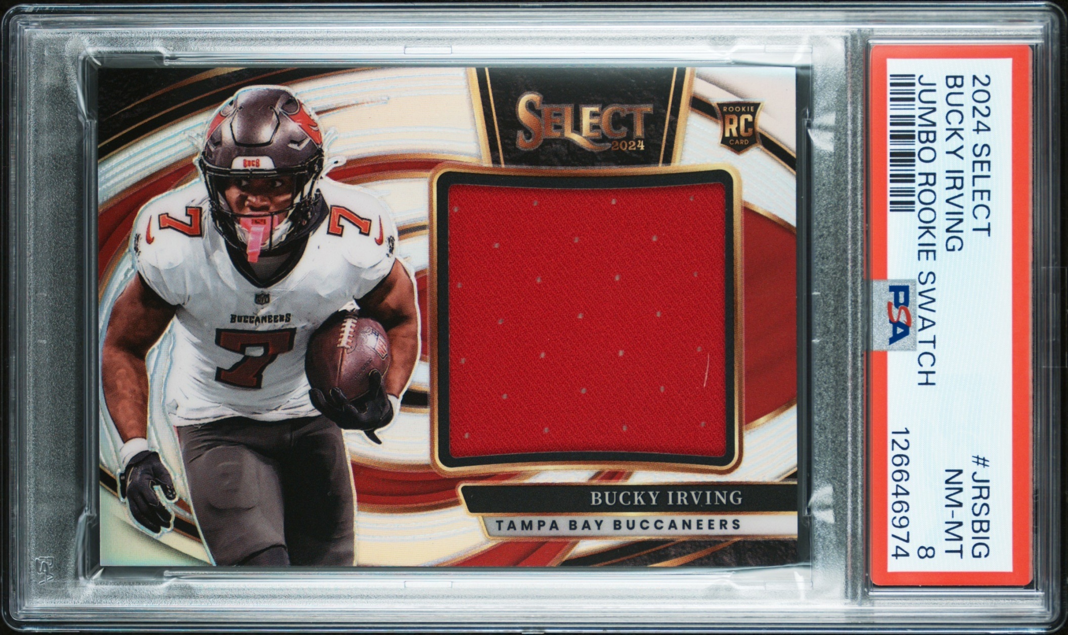 Card image for 2024 Panini Select Bucky Irving Jumbo Rookie Swatch /149 #JRS-BIG MEM RC Buccaneers
