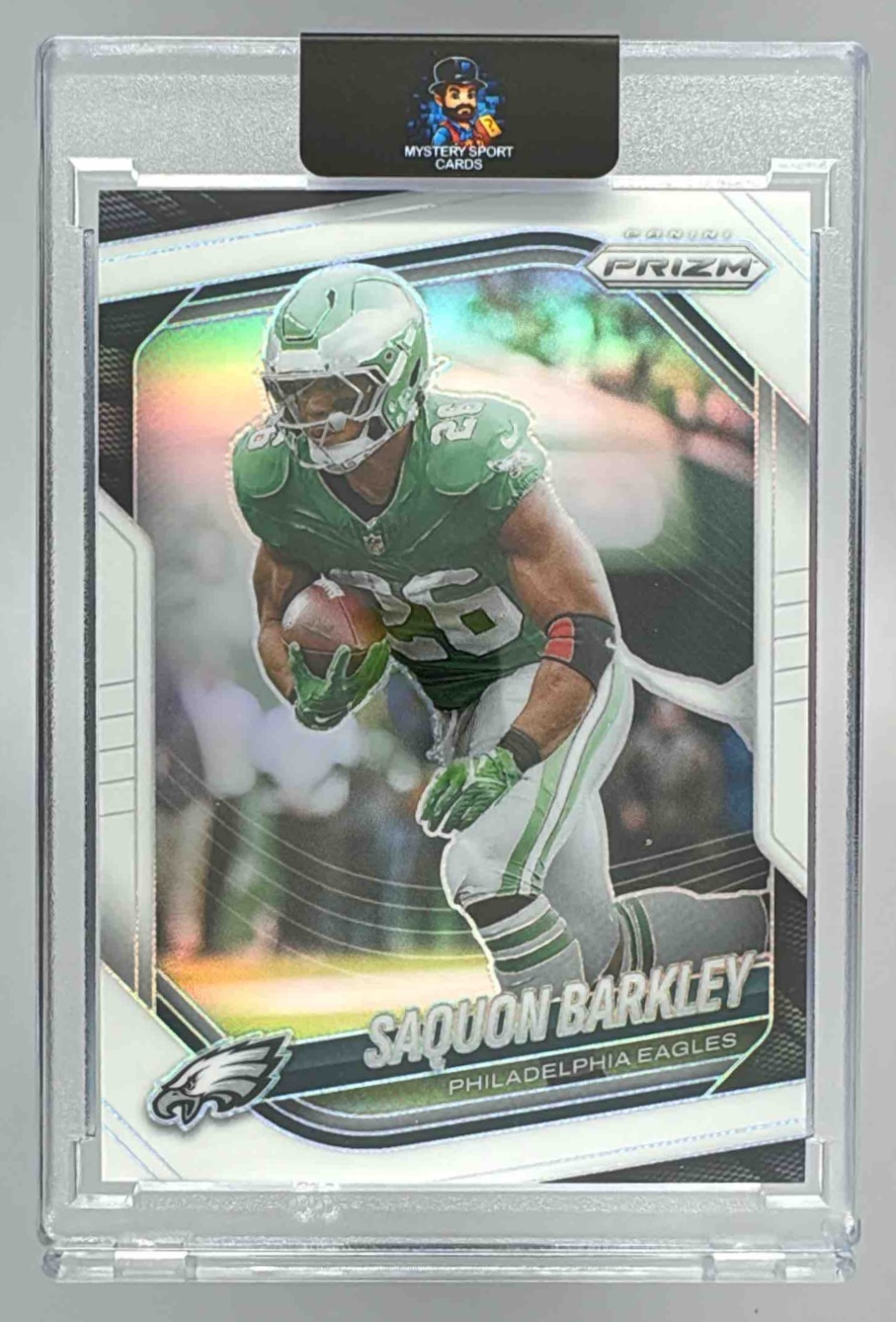 Card image for 2025 Panini Football Prizm Saquon Barkley White /35 #298 Philadelphia Eagles