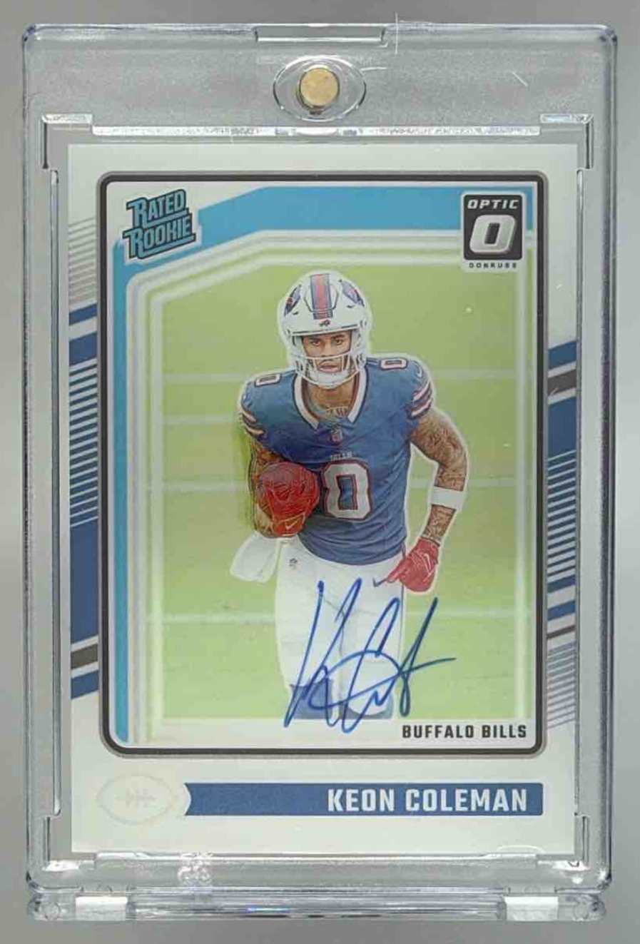 Card image for 2024 Panini Donruss Optic Keon Coleman Rated Rookie RPS Auto /325 #263 Bills