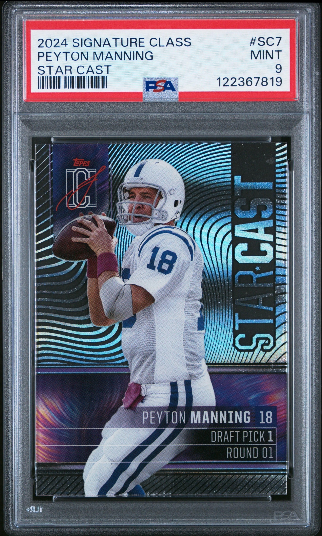 Card image for 2007 Topps Finest Peyton Manning Black Refractor /99 #1 Colts