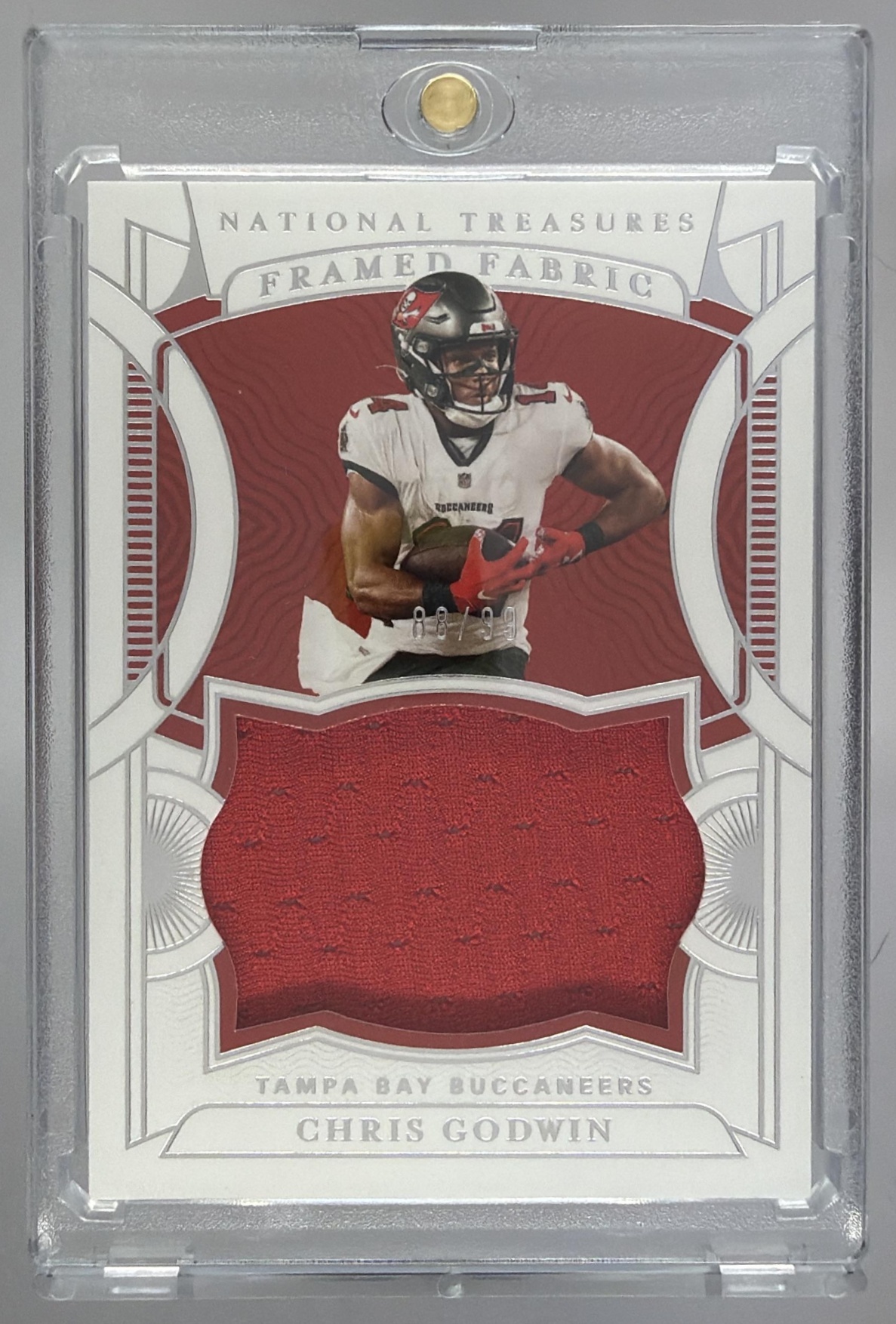 Card image for 2021 Panini National Treasures Chris Godwin Framed Fabric /99 #FF-CG MEM Buccaneers