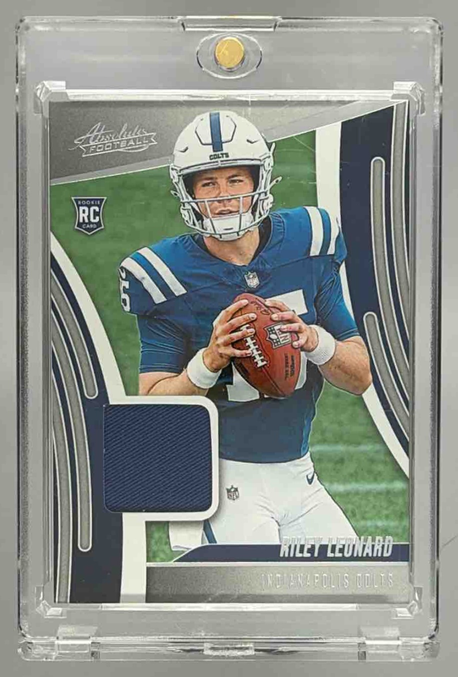Card image for 2025 Panini Absolute Riley Leonard Rookie Materials #ARM-RLD MEM RC Colts