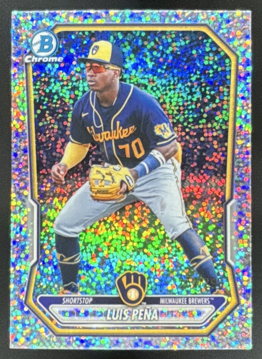 Card image for Luis Pena 2026 Bowman Speckle Refractor /299 Chrome Prospects Milwaukee Brewers