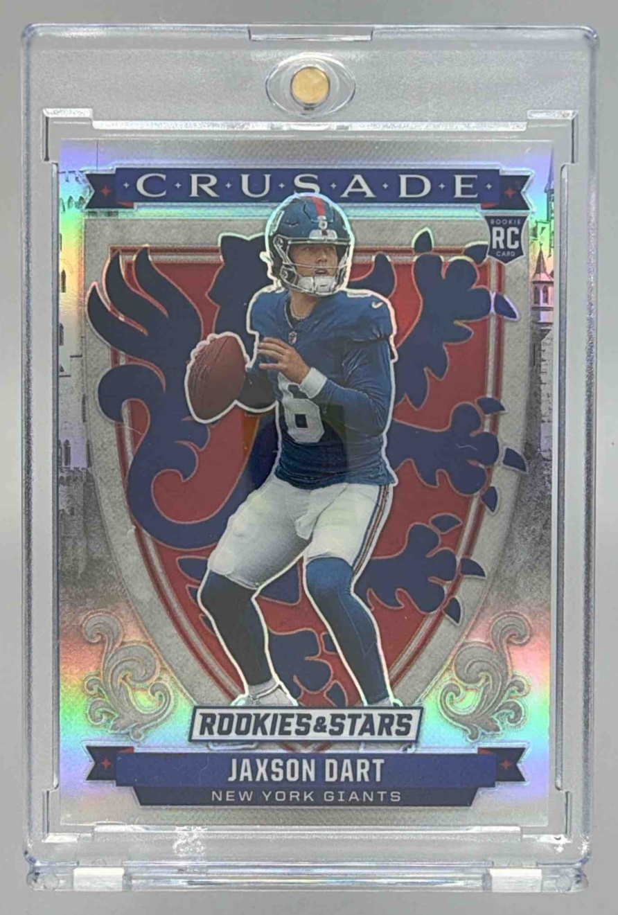 Card image for 2025 Panini Rookies & Stars Jaxson Dart Crusade Silver #11 RC Giants