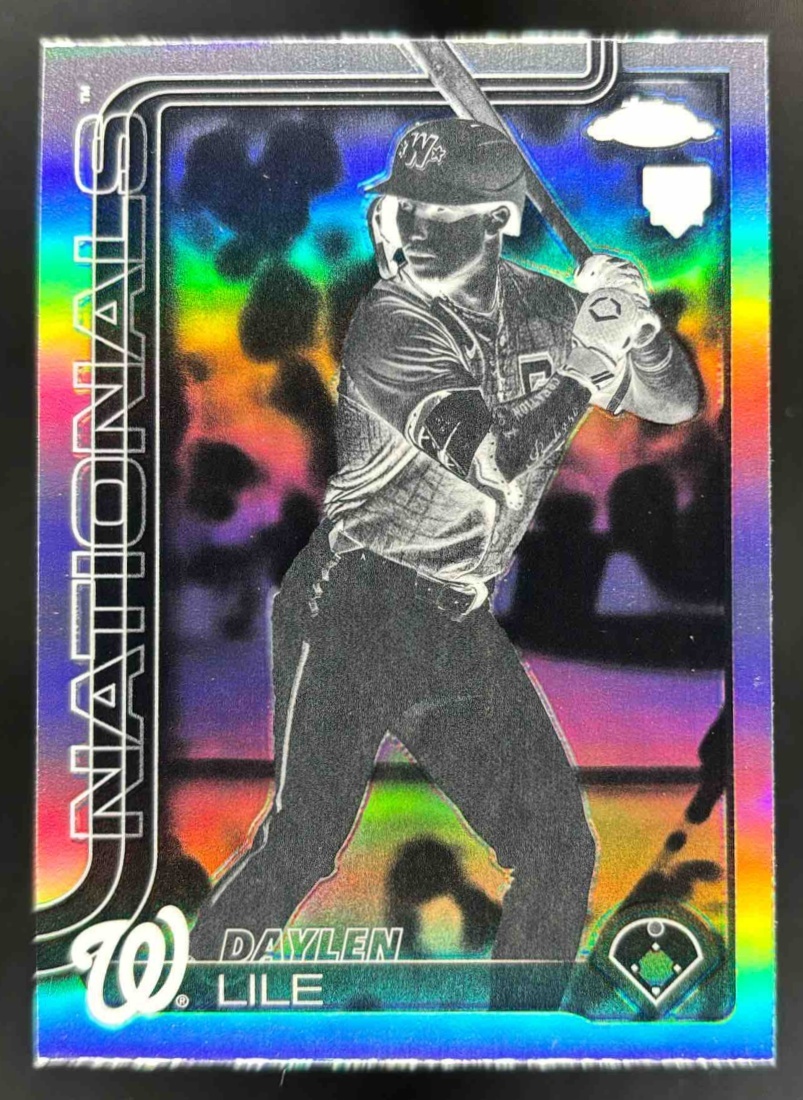 Card image for 2025 Topps Chrome Update Daylen Lile Negative Refractor #USC146 RC Nationals