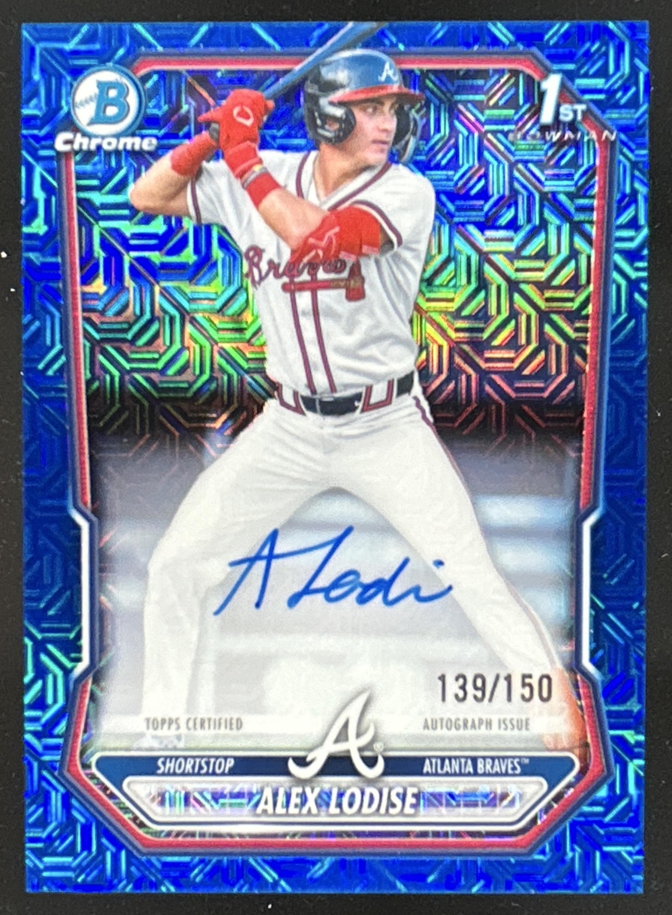 Card image for Alex Lodise 2026 Bowman Chrome Mega Box Prospects Auto Blue Mojo Refractor /150