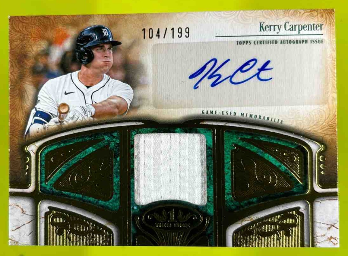 Card image for Kerry Carpenter 2026 Topps Baseball Tier One Auto Relic /199 MEM Detroit Tigers