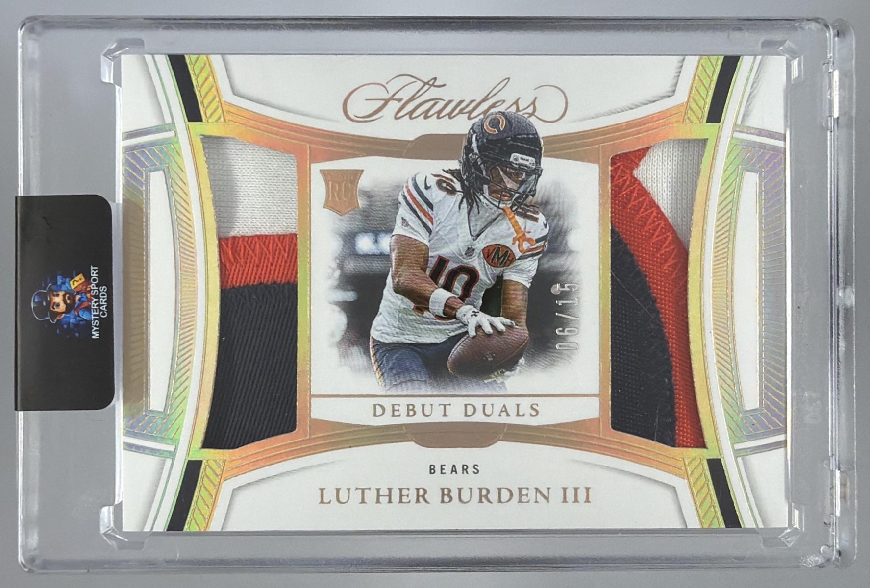 Card image for 2025 Panini Flawless Luther Burden III Debut Duals /15 #DD-LBN MEM RC Bears