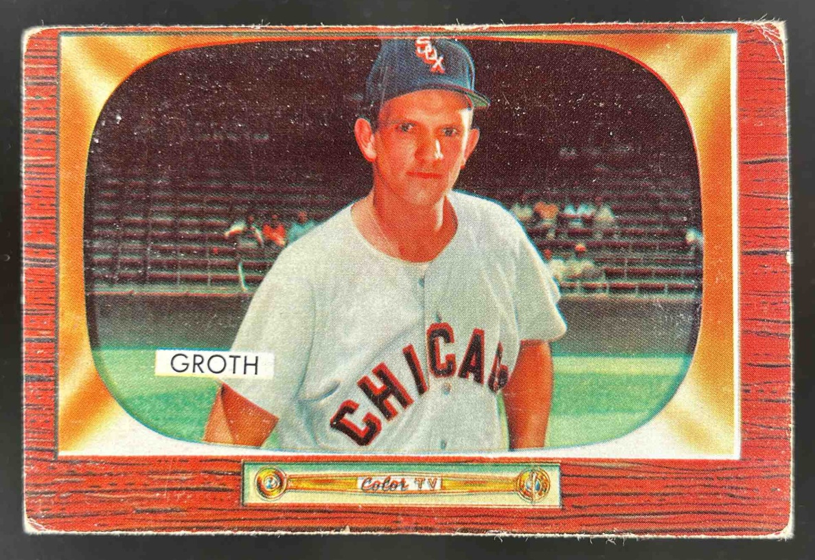 Card image for 1955 BOWMAN BASEBALL JOHNNY GROTH #117 CHICAGO WHITE SOX