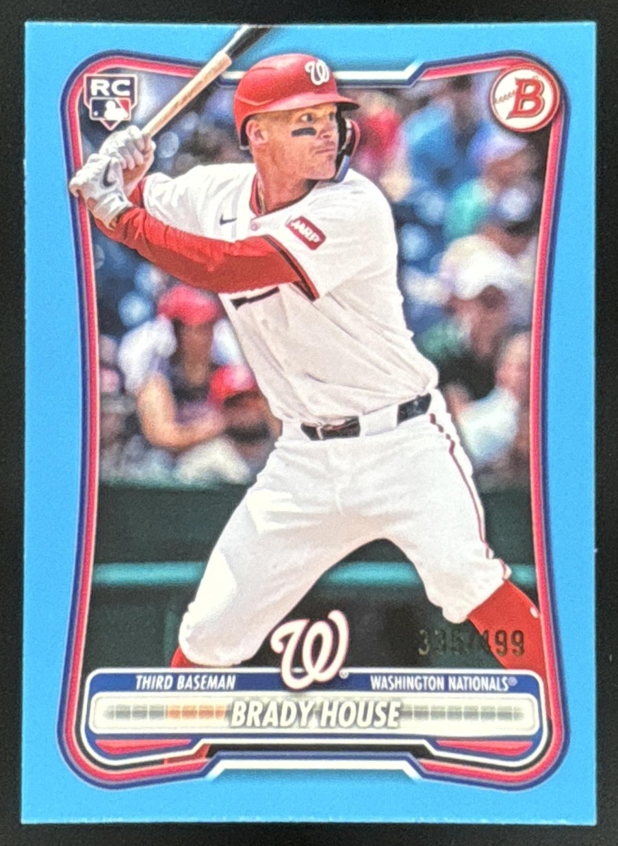 Card image for Brady House 2026 Bowman Sky Blue Border /499 Washington Nationals