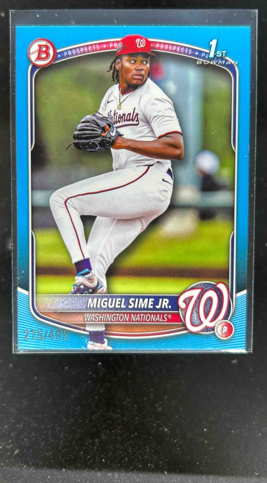 Card image for Miguel Sime Jr. 2025 Bowman Draft Sky Blue Border /499