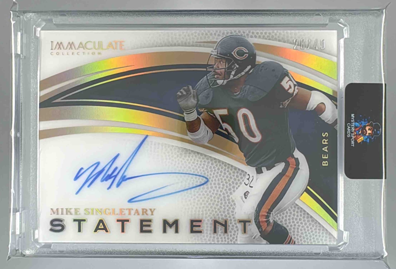 Card image for 2025 Panini Immaculate Collection Mike Singletary Statement Signatures /49 #20 Auto Bears