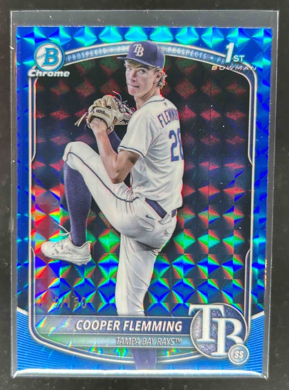 Card image for Cooper Flemming 2025 Bowman Draft Chrome Blue Geometric Refractor /150