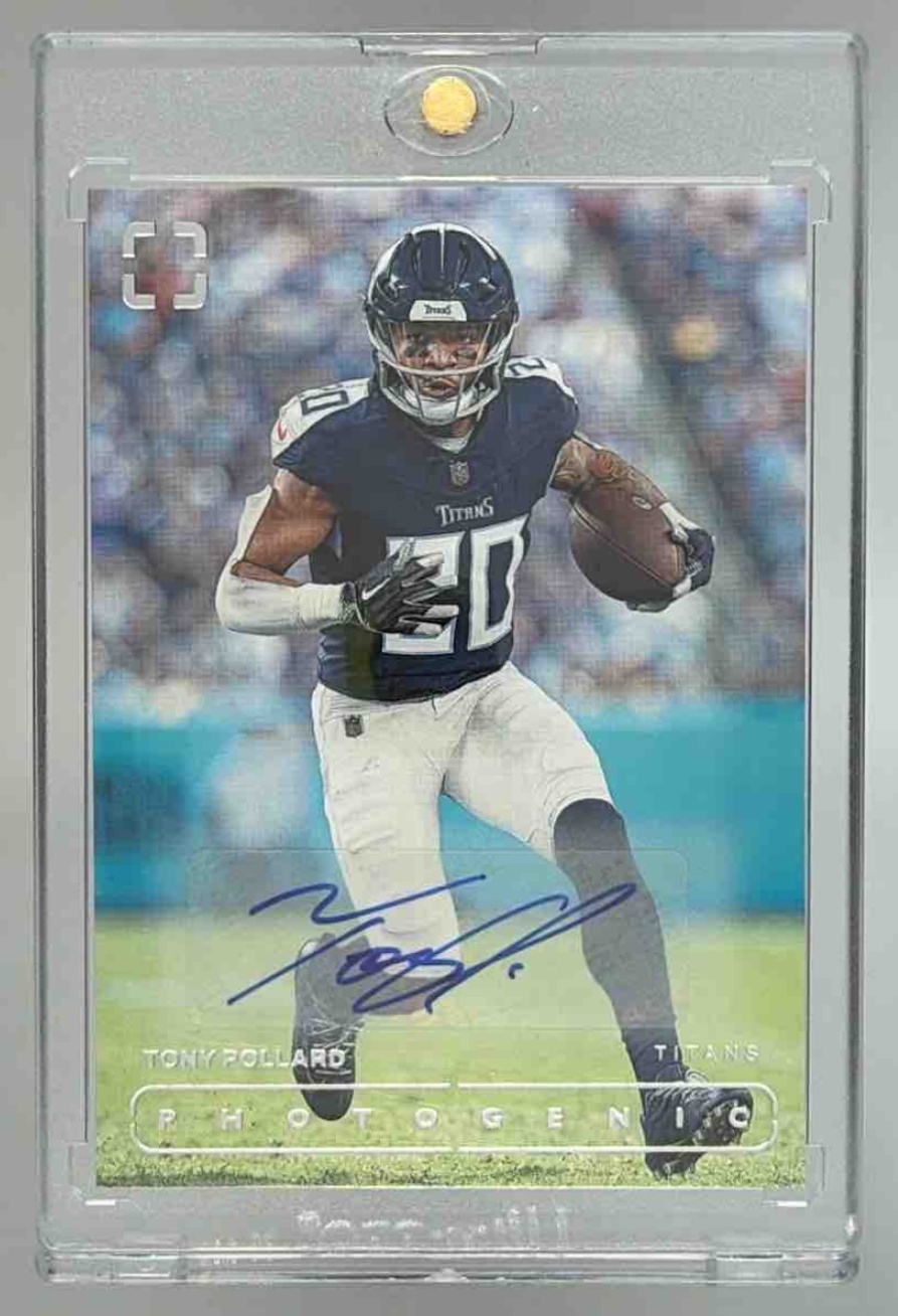 Card image for 2024 Panini Football Photogenic Tony Pollard Auto #107 Tennessee Titans