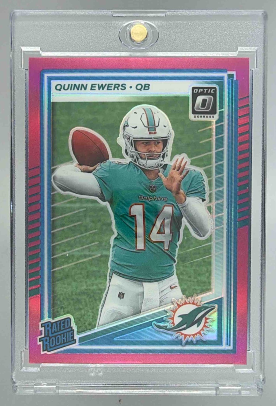 Card image for 2025 Panini Football Donruss Optic Quinn Ewers Rated Rookie #213 Miami Dolphins