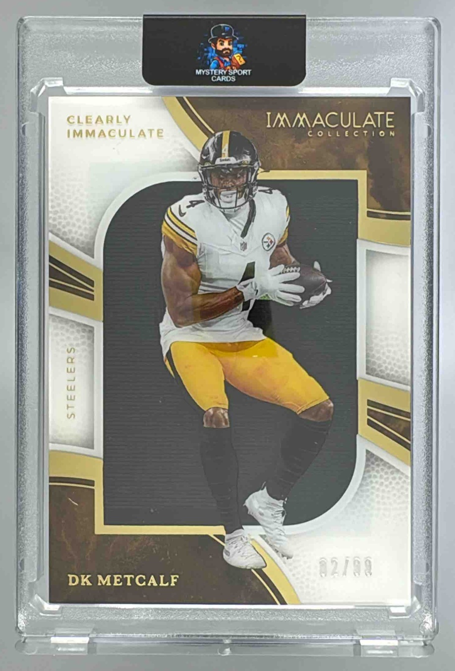 Card image for 2025 Panini Immaculate Collection DK Metcalf Clearly Jerseys /99 #CIJ-DM MEM Steelers