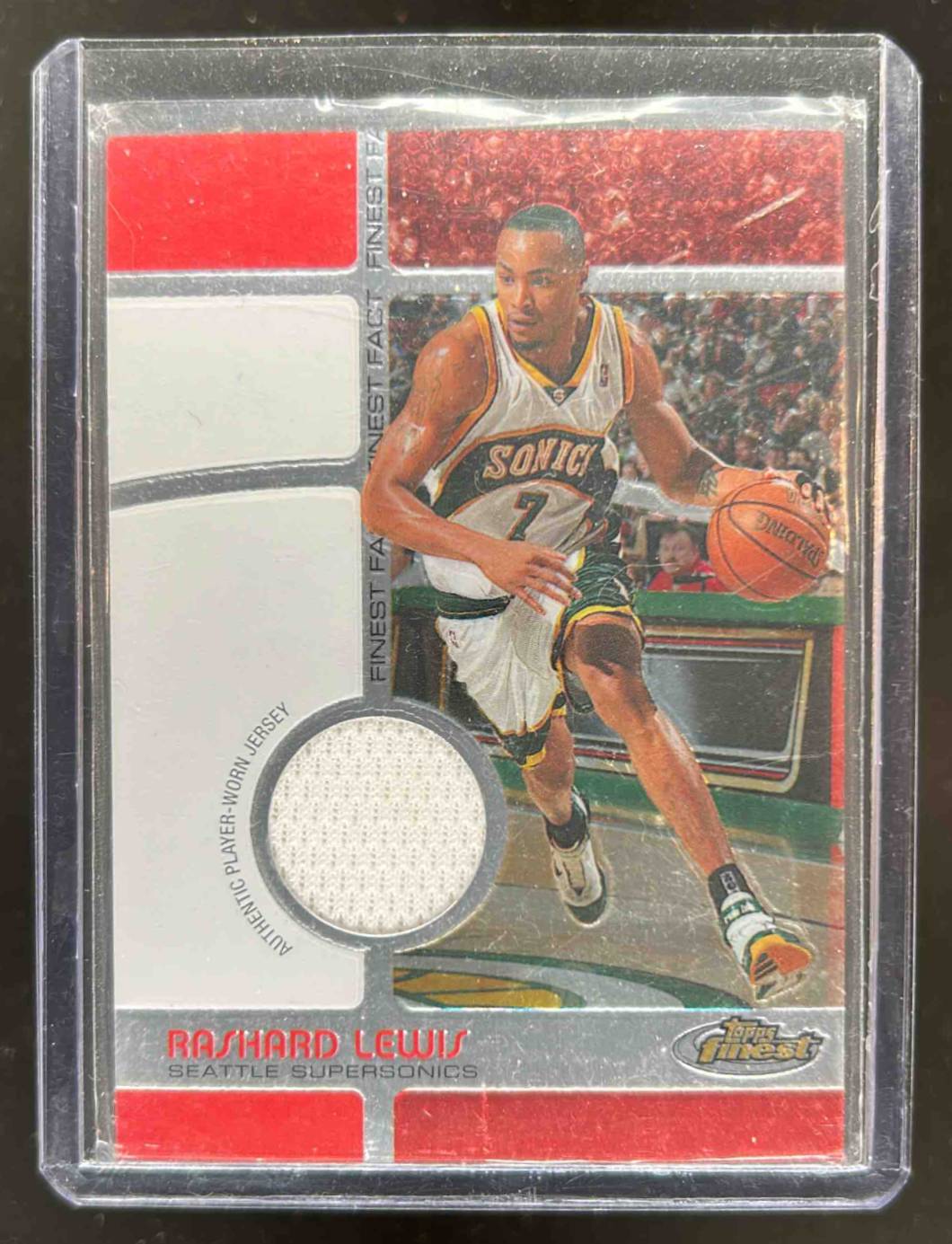 Card image for 2005-06 TOPPS FINEST RASHARD LEWIS FACT RELICS /1629 #FFR RL MEM