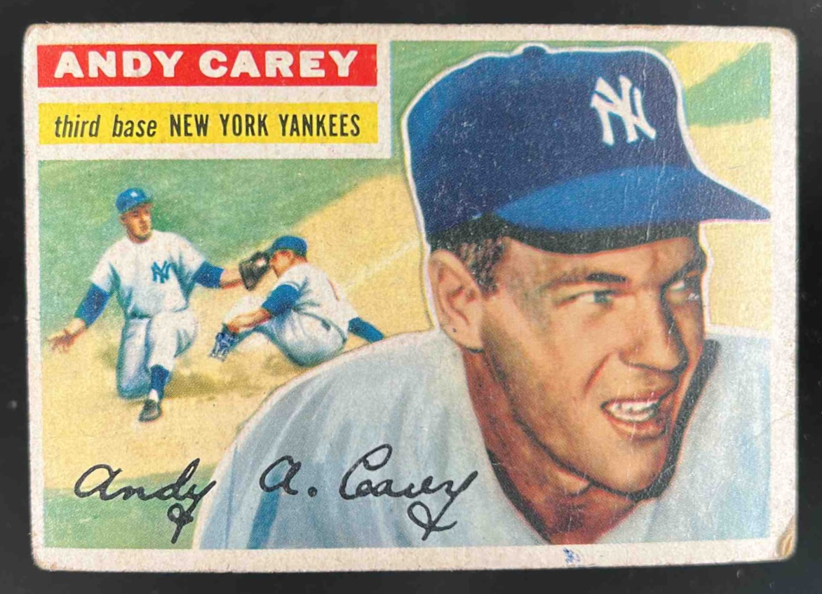 Card image for 1956 TOPPS BASEBALL ANDY CAREY #12B NEW YORK YANKEES