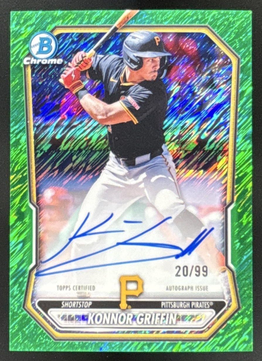Card image for 2026 Bowman Konnor Griffin Chrome Prospect Auto Green Shimmer Refractor /99