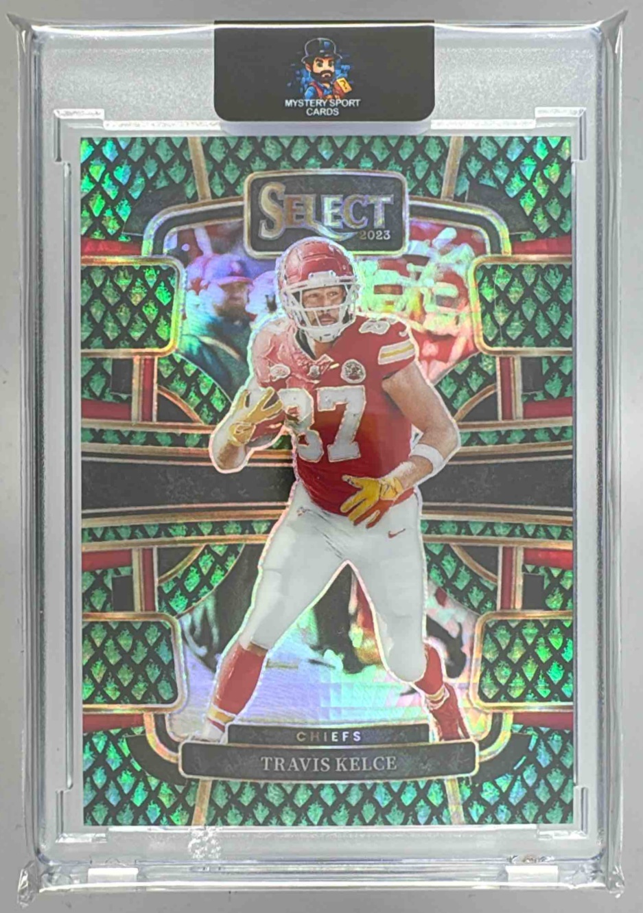 Card image for 2023 Panini Select Travis Kelce Dragon Scale Prizms /70 #50 Concourse Chiefs