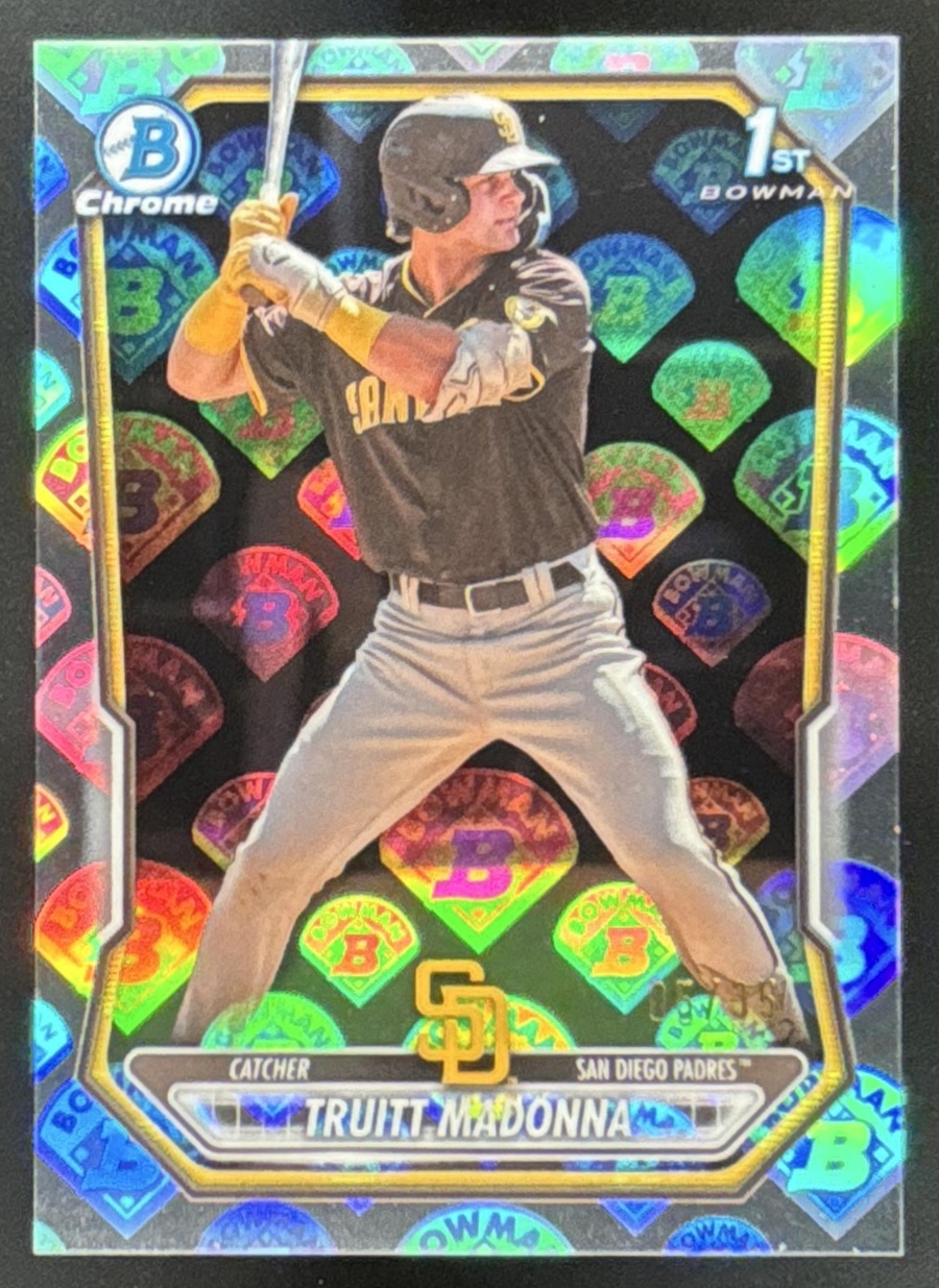 Card image for Truitt Madonna 2026 Bowman LogoFractor /35 Chrome Prospects San Diego Padres