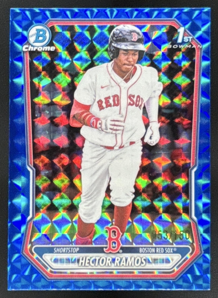 Card image for 2026 Bowman Hector Ramos Chrome Blue Geometric Refractor /150 1st Prospect