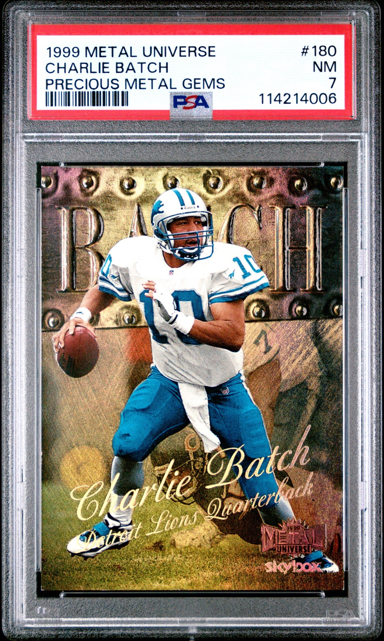 1999 Skybox Metal Universe Charlie Batch Precious Gems /50 #180 Lions PSA 7