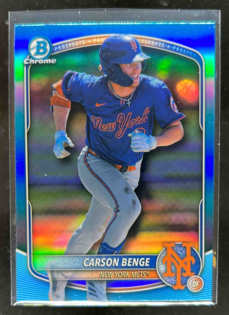 Card image for Carson Benge 2025 Bowman Baseball Draft Chrome Sky Blue Refractor New York Mets