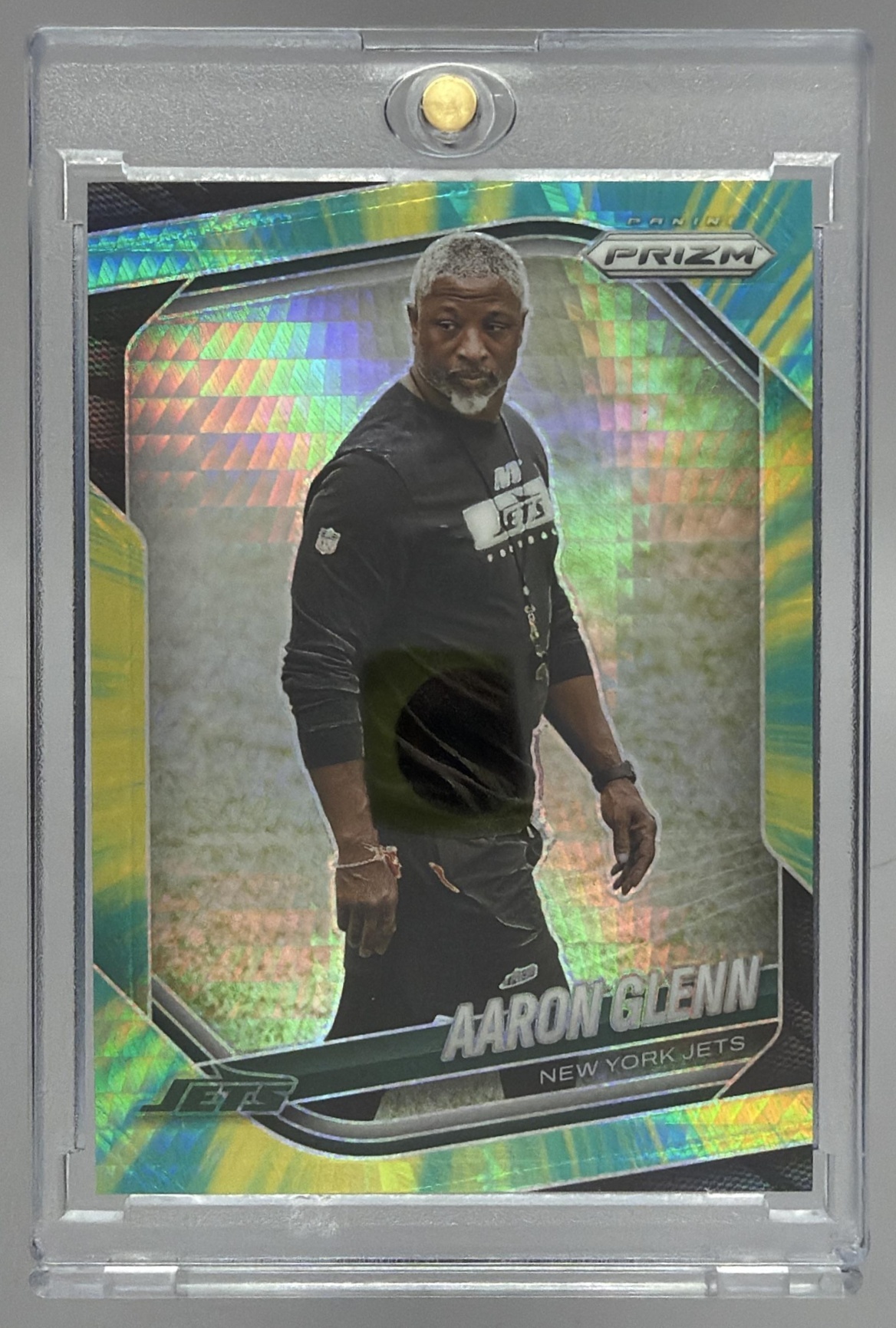 Card image for 2025 Panini Football Prizm Aaron Glenn Hyper /200 #47 New York Jets