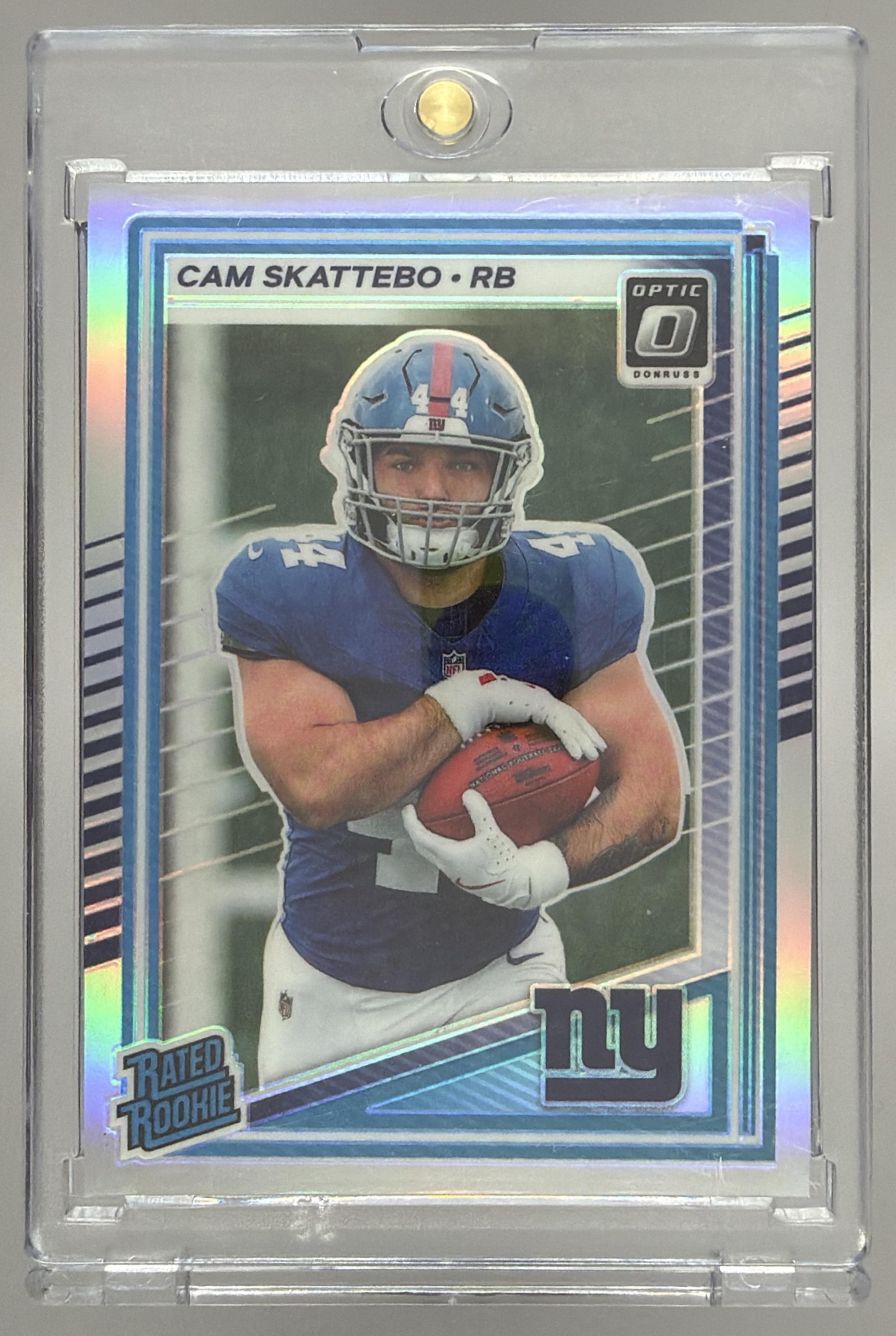 Card image for 2025 Panini Donruss Optic Cam Skattebo Rated Rookie Holo Prizm #228 Giants