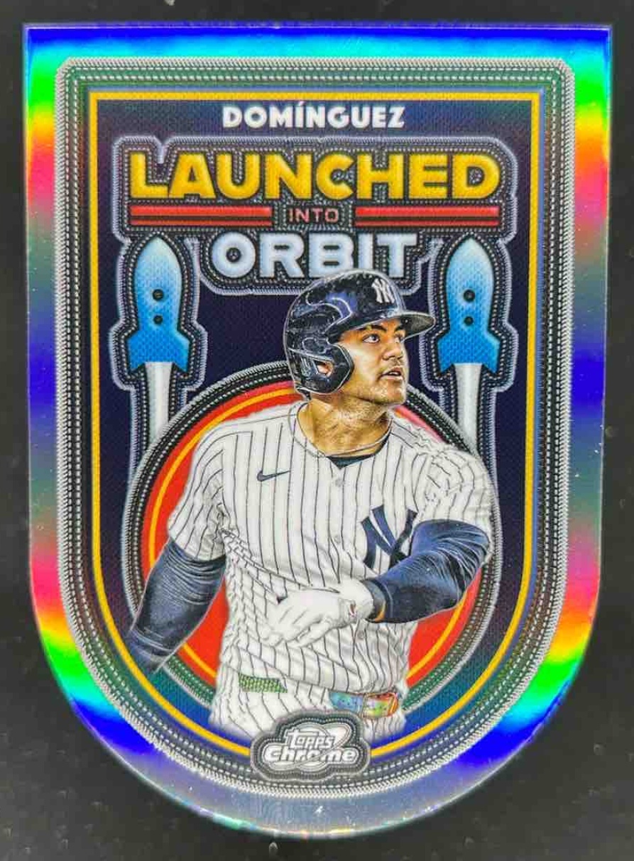 Card image for Jasson Dominguez 2025 Topps Cosmic Chrome Launched Into Orbit