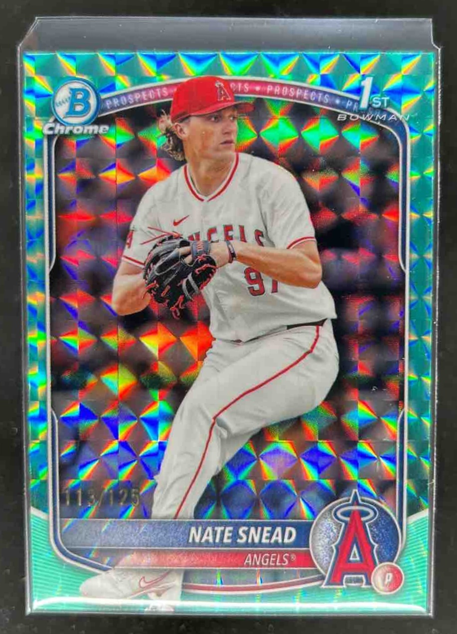Card image for Nate Snead 2025 Bowman Draft Chrome Aqua Geometric Refractor /125