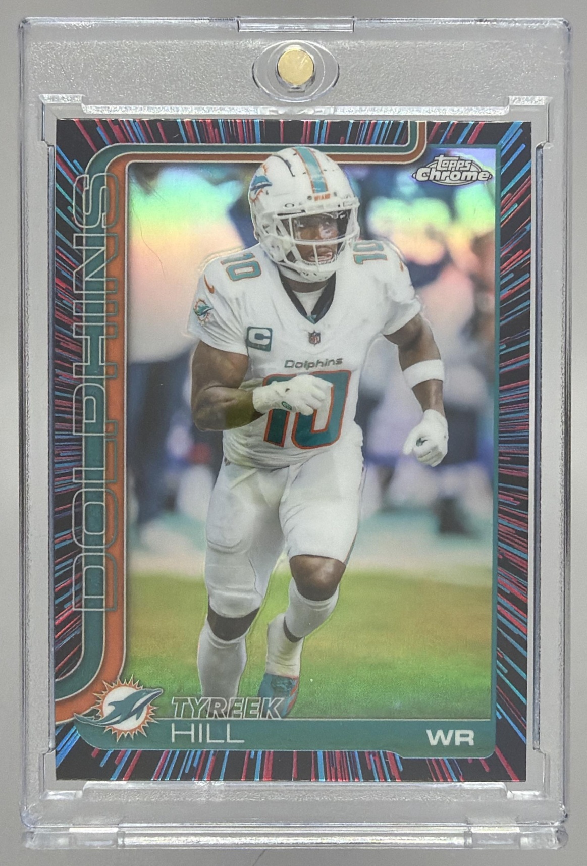 Card image for 2025 Topps Football Chrome Tyreek Hill #185 Miami Dolphins