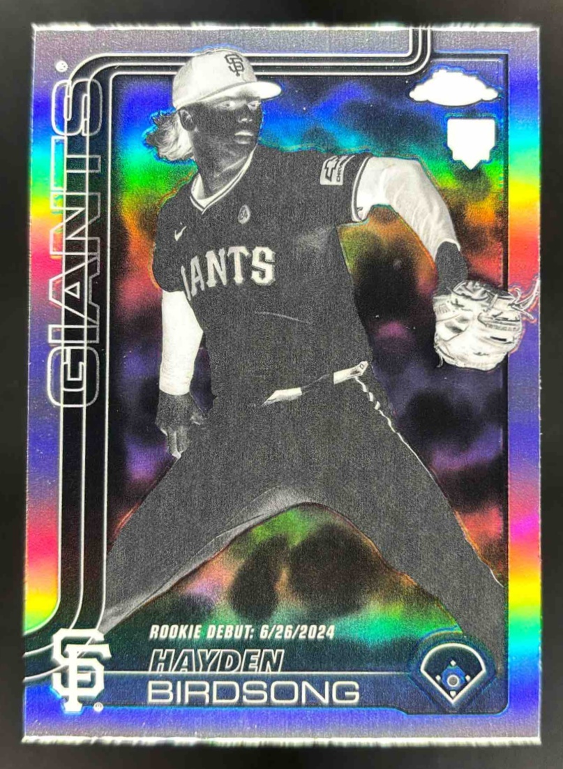Card image for 2025 Topps Chrome Update Hayden Birdsong Negative Refractor #USC159 RC Giants