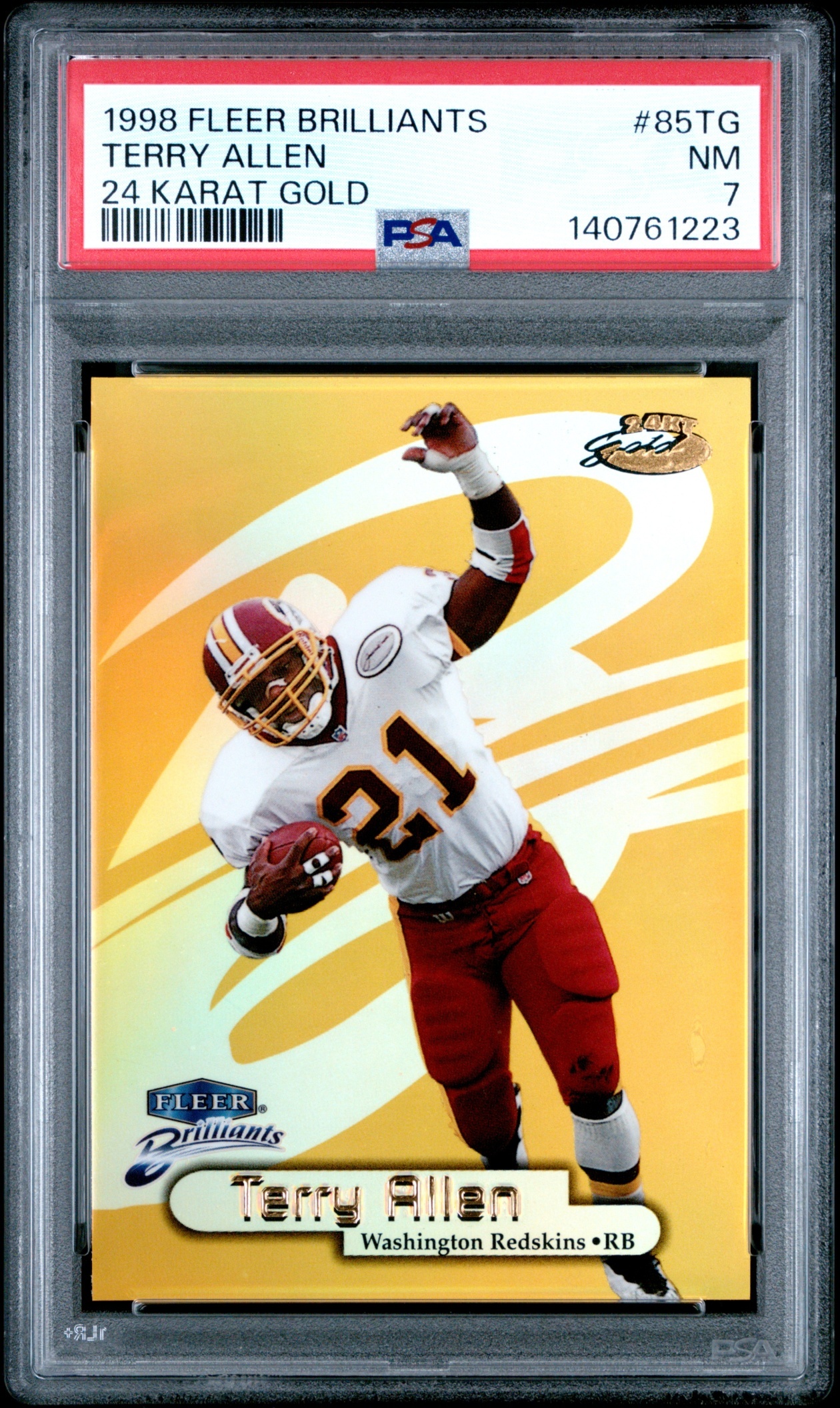 1998 Fleer Brilliants Terry Allen 24 Karat Gold /24 #85TG Redskins PSA 7