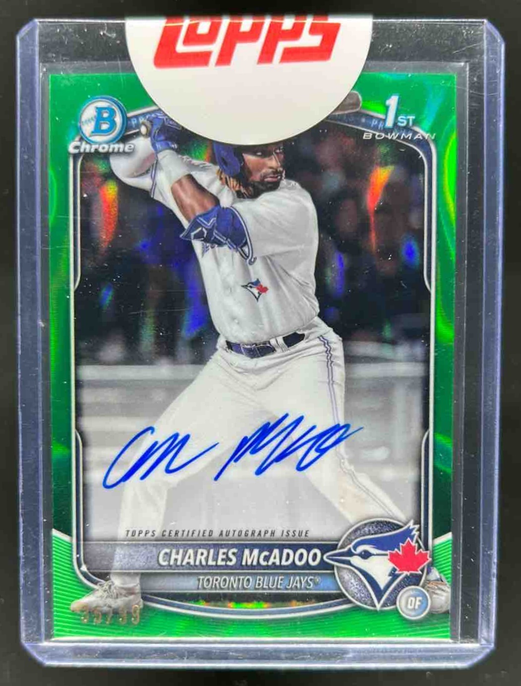 Charles McAdoo 2025 Bowman Chrome Prospect Auto Green Lava Refractor /99