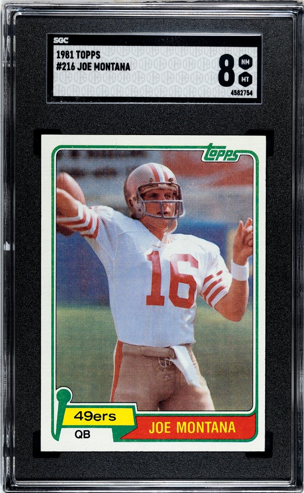 1981 Topps Football Joe Montana #216 RC San Francisco 49ers SGC 8