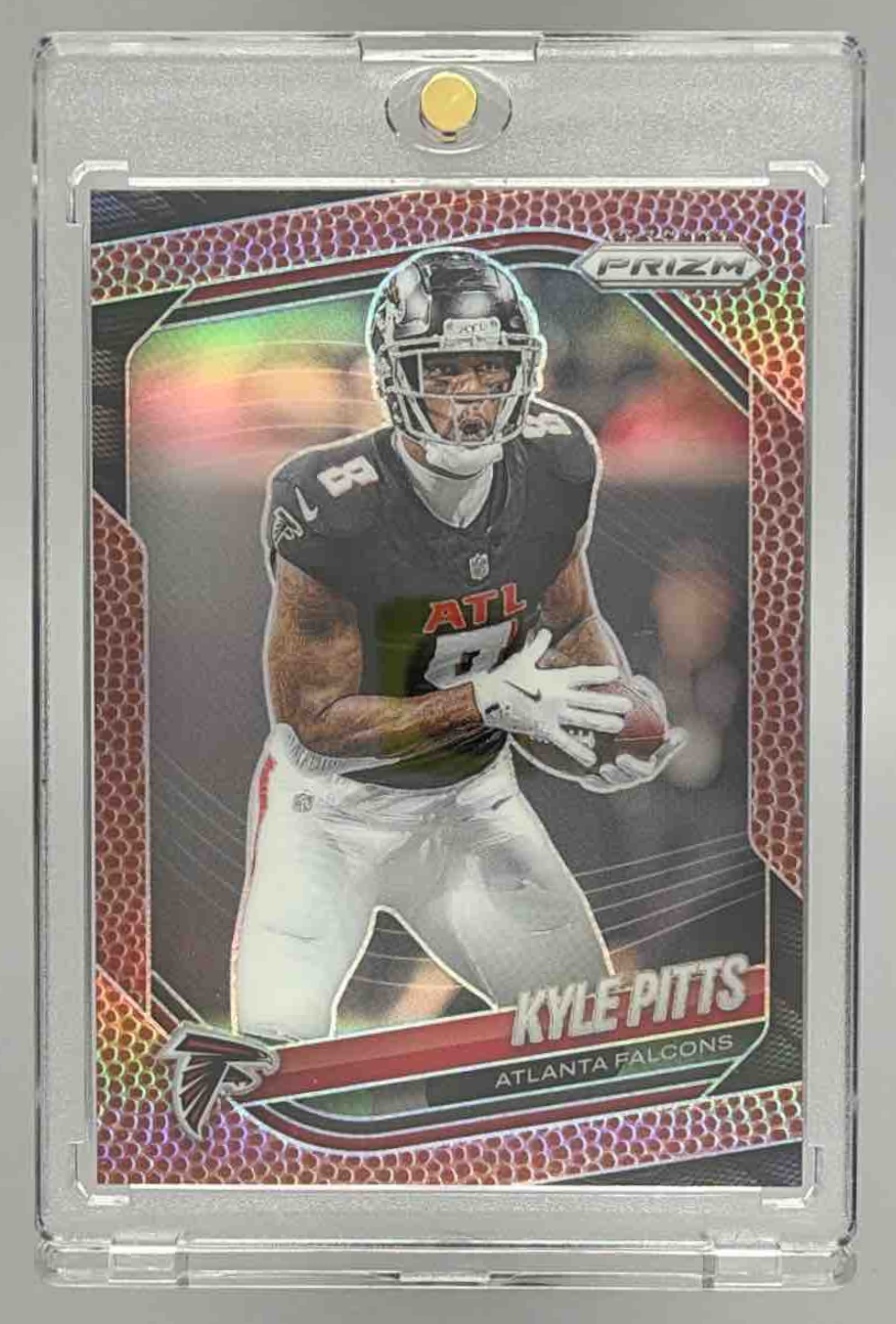 Card image for 2025 Panini Football Prizm Kyle Pitts Pigskin /180 #222 Atlanta Falcons