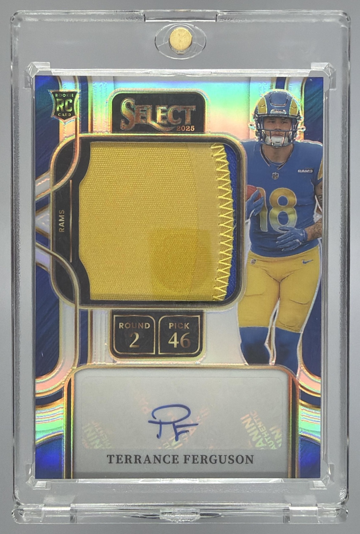 Card image for 2025 Panini Select Terrance Ferguson Prime Selections Signatures Silver Prizm /199 #PSS-TFN Auto Rams