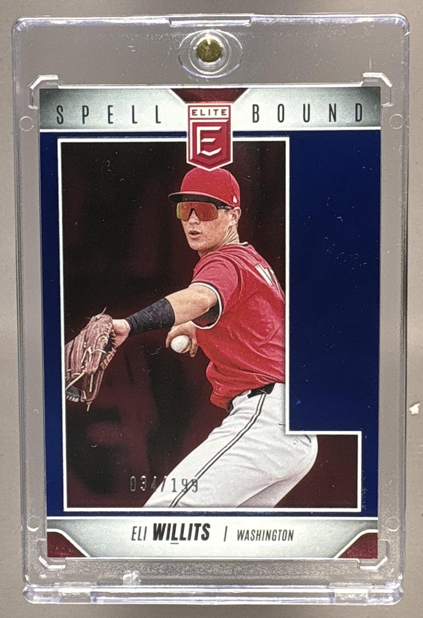 2026 PANINI DONRUSS ELITE ELI WILLITS #21 SPELLBOUND BLUE 34/199 RC NATIONALS