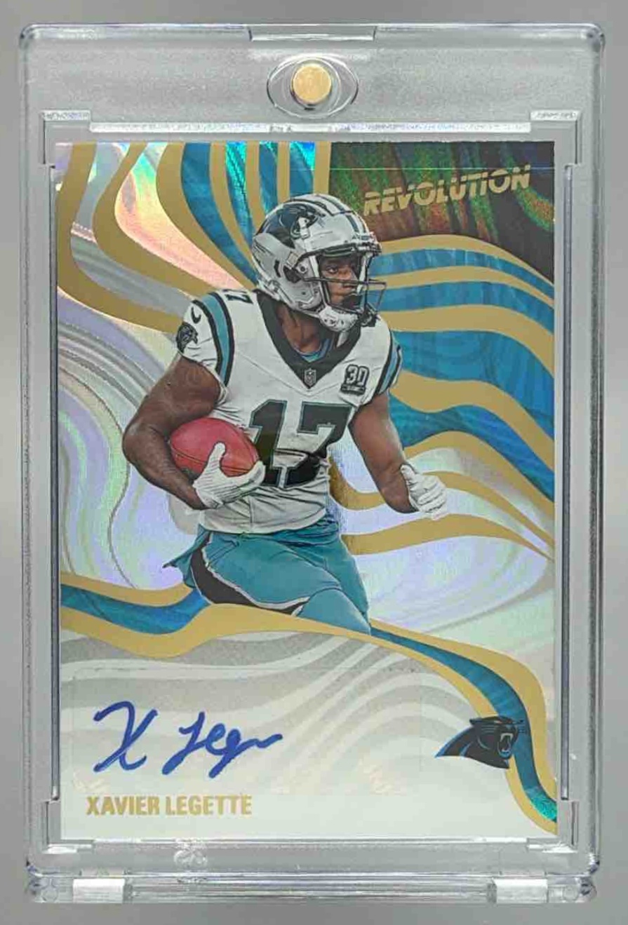 Card image for 2025 Panini Revolution Xavier Legette Signatures Swirl #RSA-XLE Auto Panthers