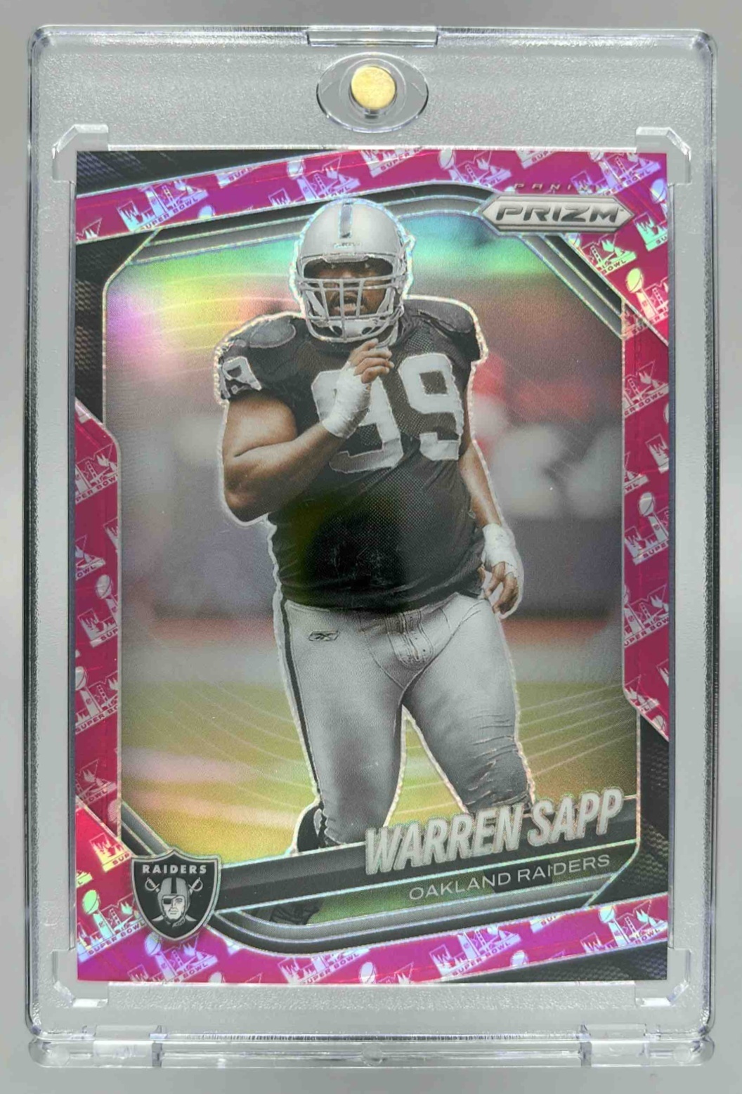 Card image for 2025 Panini Football Prizm Warren Sapp Super Bowl LX /60 #212 Oakland Raiders