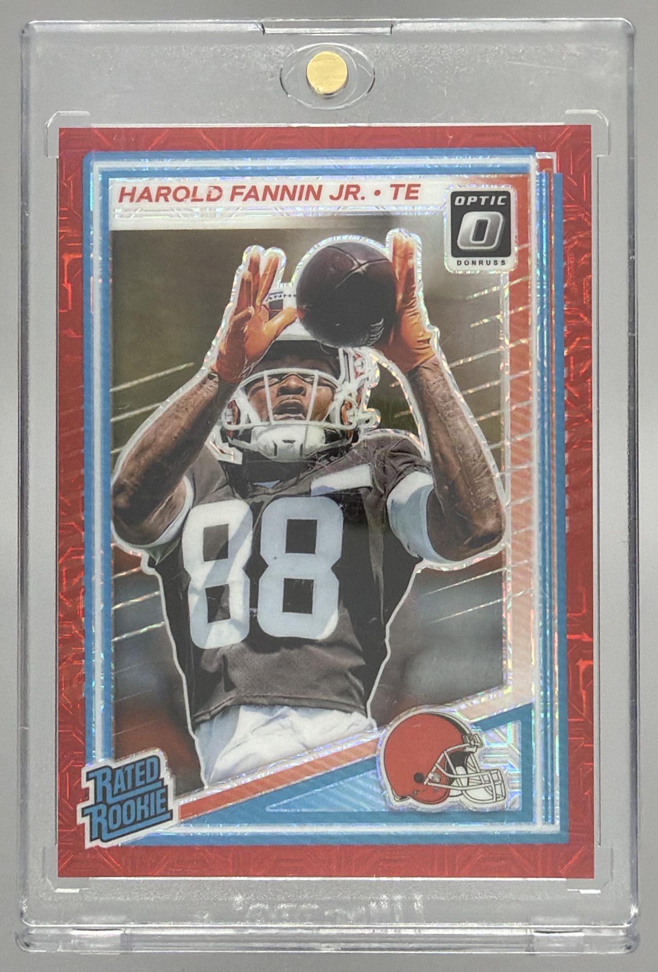 Card image for 2025 Panini Donruss Optic Harold Fannin Jr. Rated Rookie Pink Prizm #284 Browns