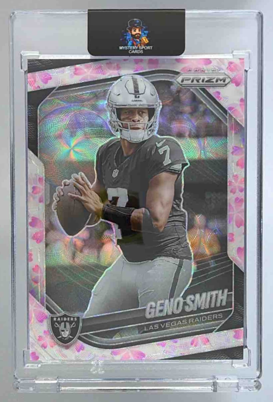 Card image for 2025 Panini Football Prizm Geno Smith Purple Shimmer /15 #103 Las Vegas Raiders